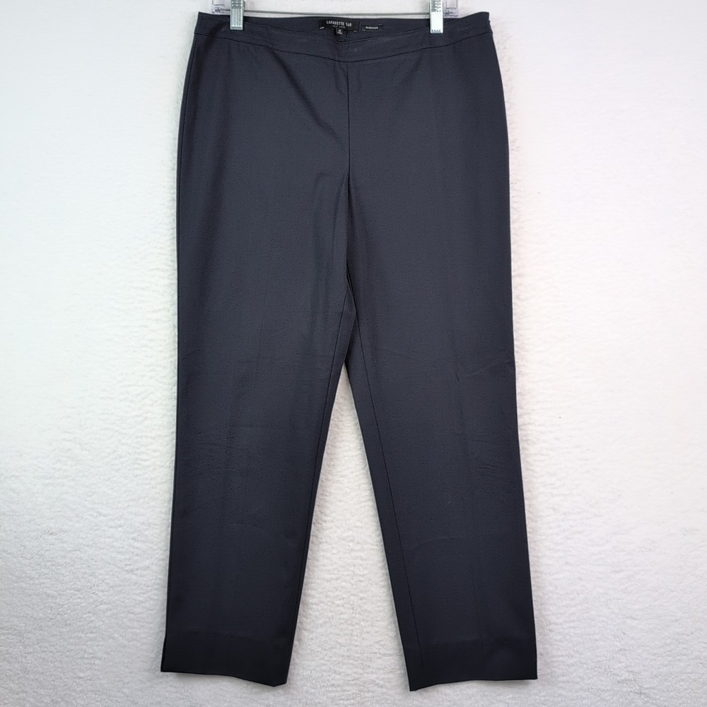 Lafayette 148 Bleecker Pants Women's 10 Navy Blue Office Career Cotton Blend